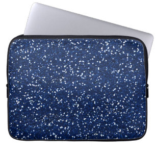Stijlvol blauw glitter laptop sleeve