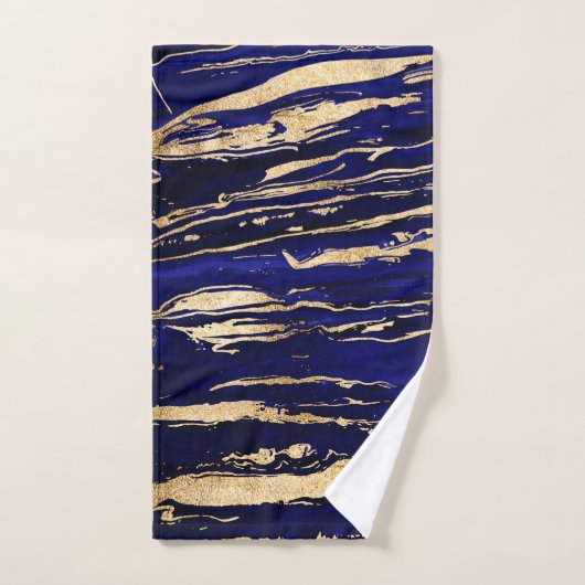 Stijlvol blauw goud Abstract marmer Bad Handdoek (Handdoek)