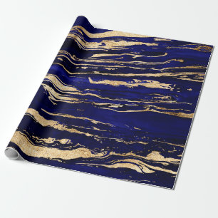 Stijlvol blauw goud Abstract marmer Cadeaupapier