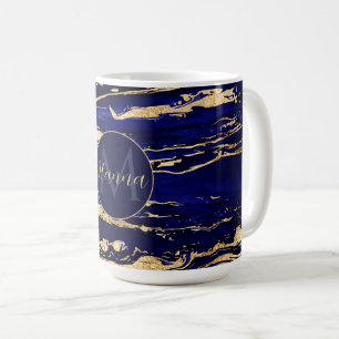 Stijlvol blauw goud Abstract marmer Koffiemok
