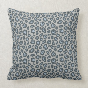 Stijlvol blauw grijs luipaardprintpatroon kussen
