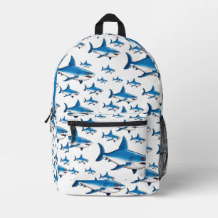 Stijlvol blauw haai patroon bedrukte rugzak