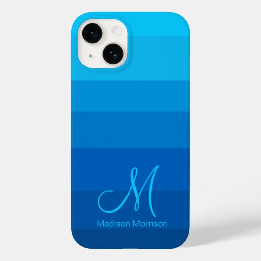 Stijlvol blauw kleurblok met verloop, monogram Case-Mate iPhone case (Achterkant)