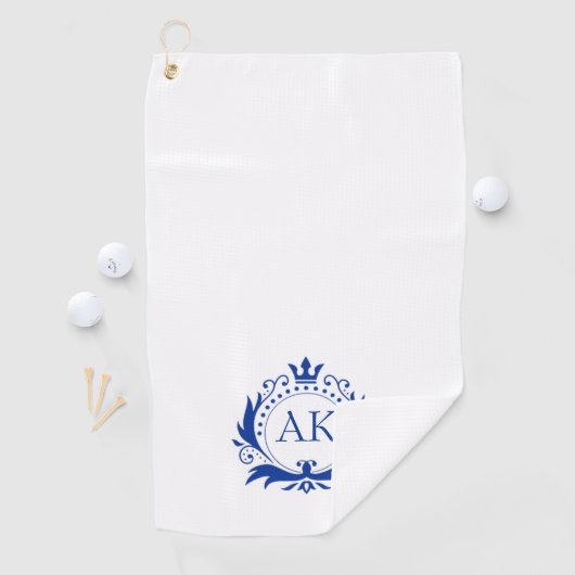 Stijlvol blauw luxe Lijst en kroon Golfhanddoek (Insitu)