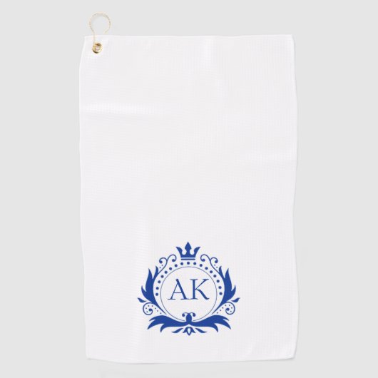 Stijlvol blauw luxe Lijst en kroon Golfhanddoek (Voorkant)