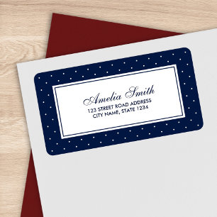 Stijlvol blauw met klassiek wit stipadres etiket