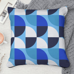 Stijlvol blauw midcentury modern abstract patroon kussen