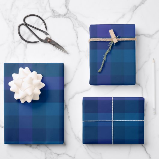 Stijlvol blauw Paars Check Geometric Pset Pattern Inpakpapier Vel (Voorkant)