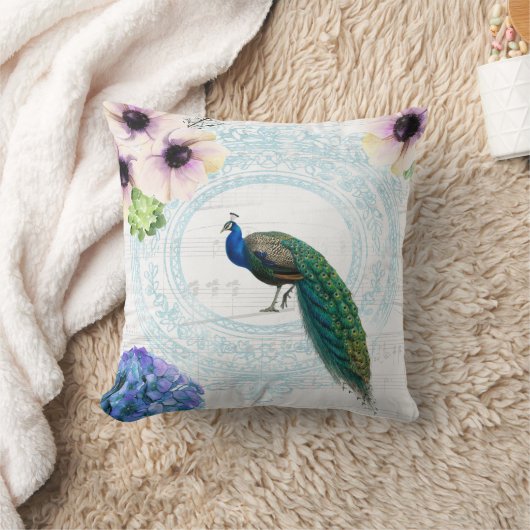 Stijlvol blauw, roze en wit bloemperk kussen (Deken)