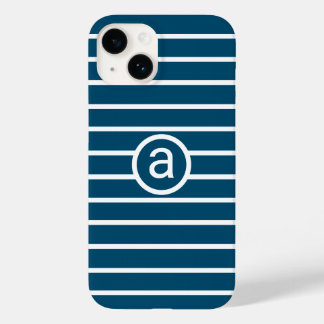 Stijlvol blauw Wit patroon Monochroom Naam Case-Mate iPhone 14 Hoesje
