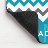 Stijlvol Blauwgroen en grijs Chevron Pattern Muismat (Hoek)