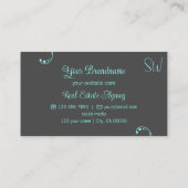 Stijlvol Blauwgroen en grijs modern met monogram Visitekaartje (Achterkant)