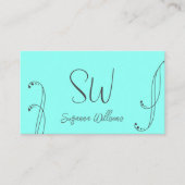 Stijlvol Blauwgroen en grijs modern met monogram Visitekaartje (Voorkant)