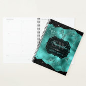 Stijlvol Blauwgroen Glitter Marble & Black Edges M Planner (Display)