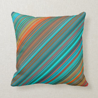 Stijlvol Blauwgroen & Oranje Stripe Patroon Kussen