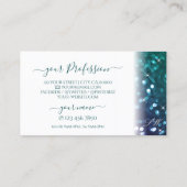 Stijlvol Blauwgroen Paars monogram met witte spark Visitekaartje (Achterkant)