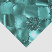 Stijlvol Blauwgroen Shimmer Glitter en Folie Quatr Tissuepapier (Detail)