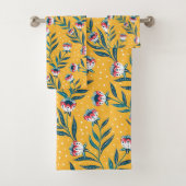 Stijlvol bloemmotief met stippen en groene bladere bad handdoek (Insitu)