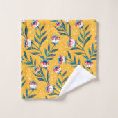 Stijlvol bloemmotief met stippen en groene bladere bad handdoek (Wasdoekje)
