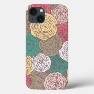 Stijlvol bloempatroon. Helder floraal iPhone 13 Hoesje