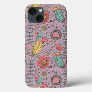Stijlvol bloempatroon met bloemen iPhone 13 hoesje