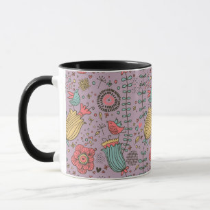 Stijlvol bloempatroon met bloemen mok