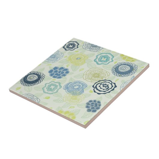 Stijlvol bloempatroon met schattige bloemen tegeltje (Zijkant)