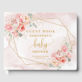 Stijlvol blush roze gouden baby shower gastenboek (Voorkant)