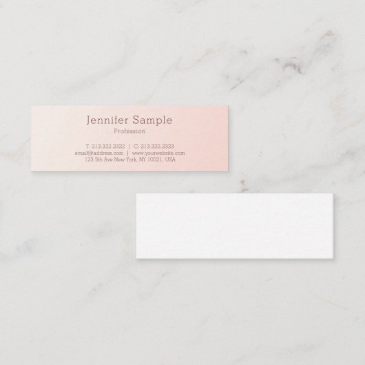 Stijlvol Blush Roze Modern Minimalistisch Ontwerp Mini Visitekaartje (Voorkant / Achterkant)