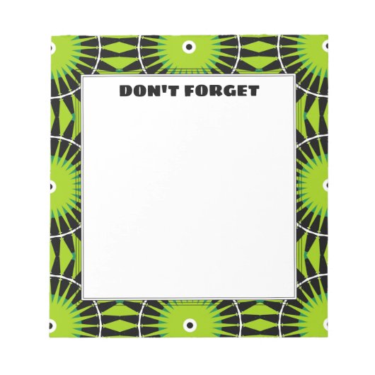 Stijlvol Boho Lime Green Pattern Vergeet niet Notitieblok (Voorkant)