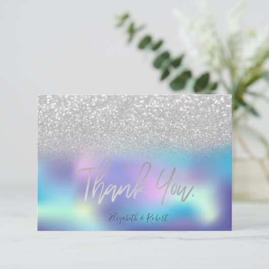 Stijlvol Bokeh Holographic Bedankkaart (Staand voorkant)