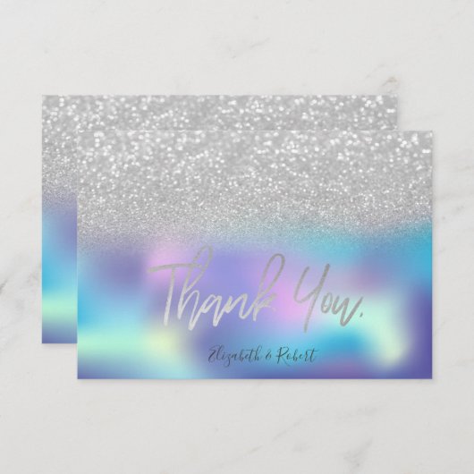 Stijlvol Bokeh Holographic Bedankkaart (Voorkant / Achterkant)