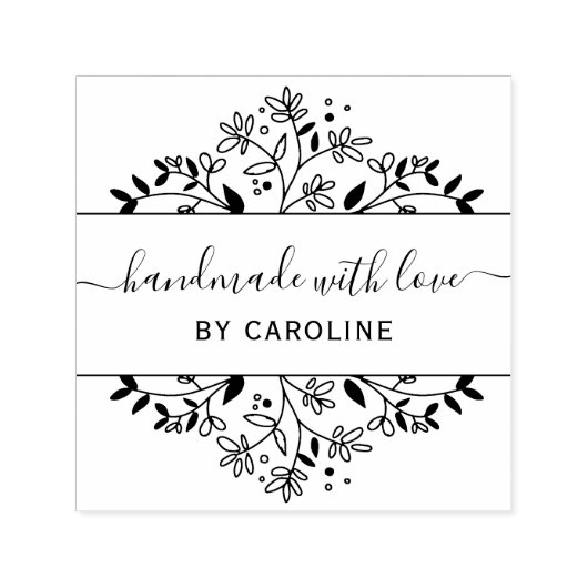 stijlvol botanisch handgemaakt zelfinktende stempel (Design)