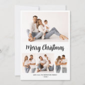 Stijlvol Botanisch Script 4 Multi Photo Christmas Feestdagenkaart (Voorkant)