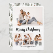 Stijlvol Botanisch Script 4 Multi Photo Christmas Feestdagenkaart (Voorkant / Achterkant)