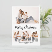 Stijlvol Botanisch Script 4 Multi Photo Christmas Feestdagenkaart (Staand voorkant)