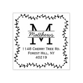 Stijlvol Botanische Grens Aangepast Monogram Rubberstempel (Afrduk)