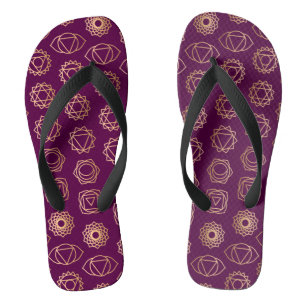 Stijlvol Bourgogne Paarse groene chakra patroon Teenslippers