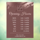 Stijlvol bronzen bedrijfslogo Openingstijden Raamsticker (Vel 3)