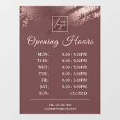 Stijlvol bronzen bedrijfslogo Openingstijden Raamsticker (Vel)