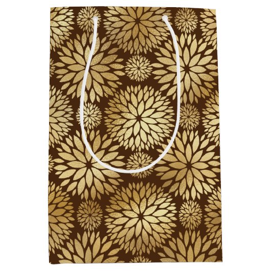 Stijlvol bruin- en goudkoortspatroon medium cadeauzakje (Voorkant)