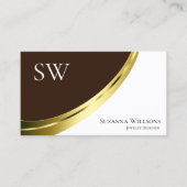 Stijlvol bruin en wit goud decor met monogram visitekaartje (Voorkant)