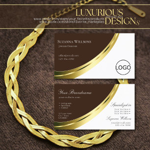 Stijlvol bruin en wit Noble Gold Decor met Logo Visitekaartje