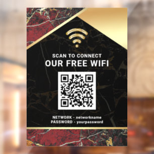 Stijlvol Burgundy QR Code Wifi Netwerk Wachtwoord Raamsticker