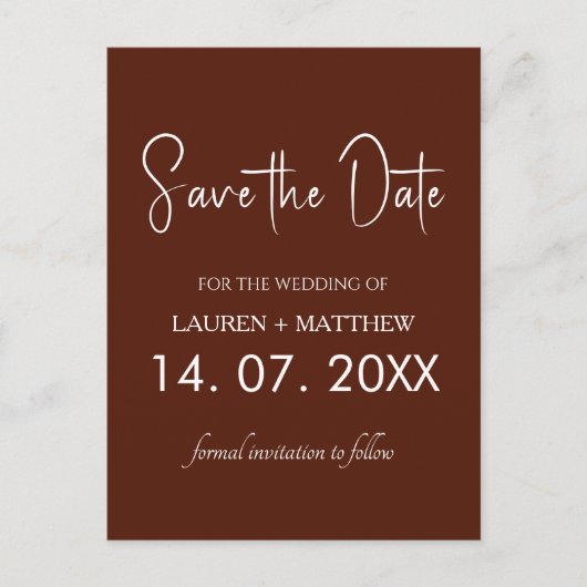 Stijlvol Caramel Bruin Script Uitnodiging Briefkaart (Voorkant)