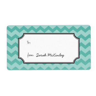 Stijlvol chevron patroon turquoise tot van aangepa etiket