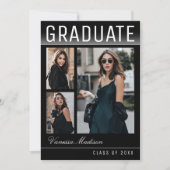 Stijlvol Chic 3 Foto Modern Afstuderen Aankondiging (Voorkant)