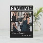 Stijlvol Chic 3 Foto Modern Afstuderen Aankondiging (Staand voorkant)