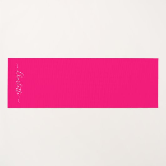 Stijlvol chic hot-roze aangepaste scriptnaam monog yogamat (Voorkant (horizontaal))