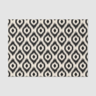 Stijlvol Chic Mod Black Ivory Diamond Ikat Patroon Tissuepapier